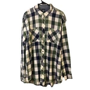 RedHead Flannel Shirt Men's XL green and Black Buffalo Plaid Long Sleeve Cotton